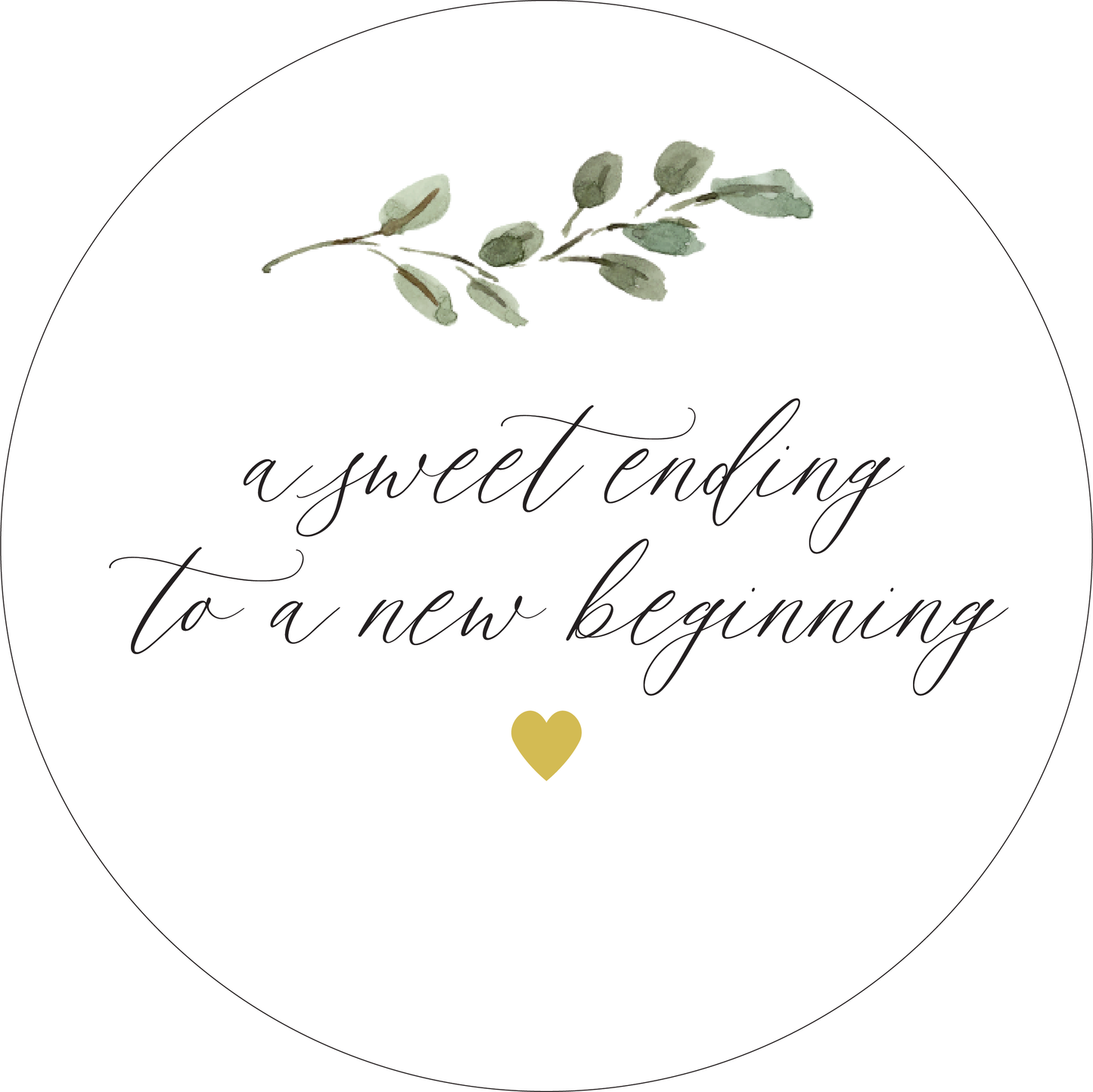 A Sweet Ending to a New Beginning Greenery Wedding Sticker