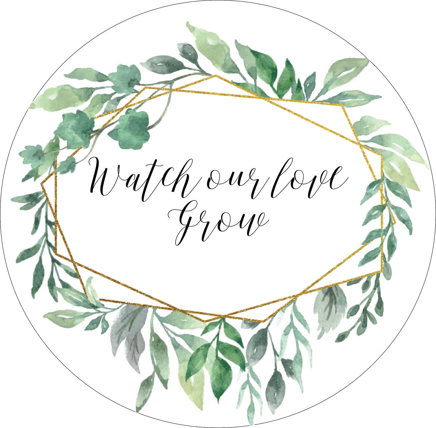 Watch Our Love Grow Stickers with Geometric Greenery