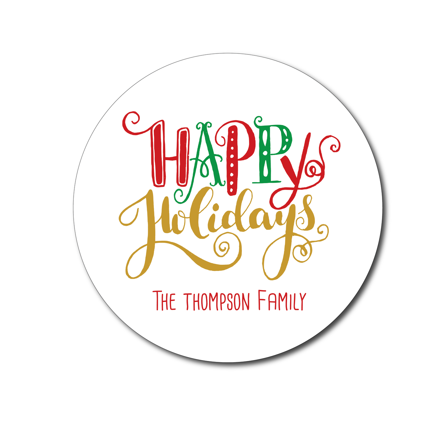 Red and Green Happy Holidays Gift Labels
