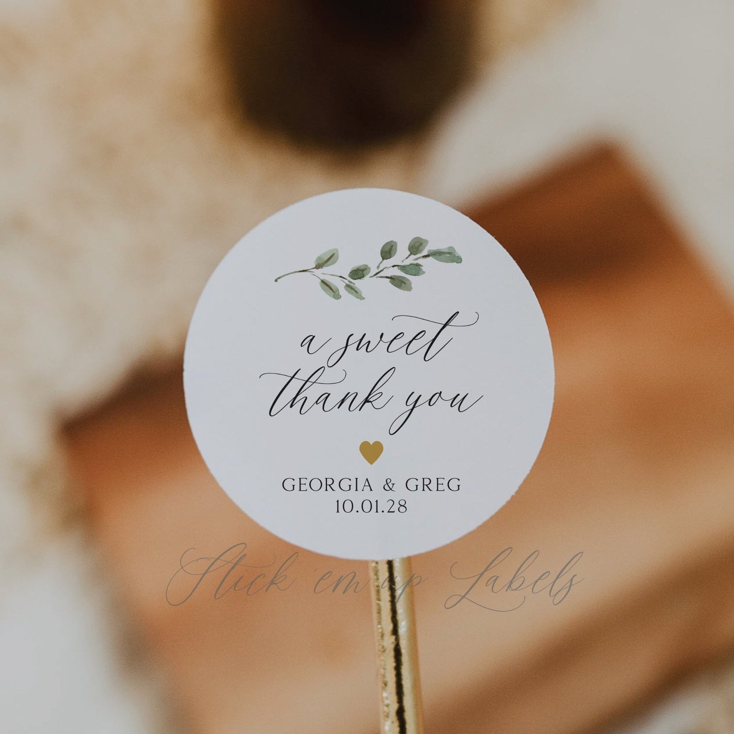 A Sweet Thank You Stickers - Greenery Thank You Label, Wedding Favor Sticker, Botanical Wedding Sticker, Eucalyptus Wedding Sticker Label