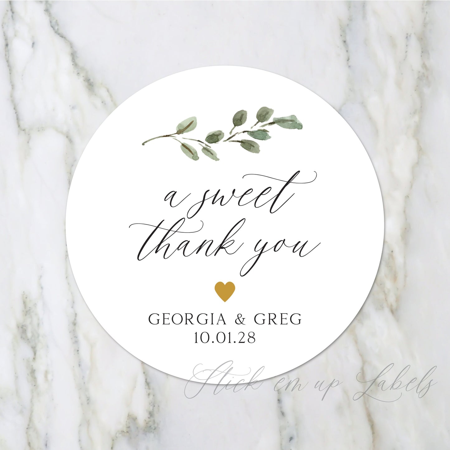 A Sweet Thank You Stickers - Greenery Thank You Label, Wedding Favor Sticker, Botanical Wedding Sticker, Eucalyptus Wedding Sticker Label