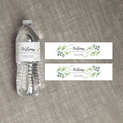 Wedding Water Bottle Label - Welcome Water Bottle Label, Greenery Botanical Wedding Sticker, Eucalyptus Wedding Labels, Printed Water Bottle