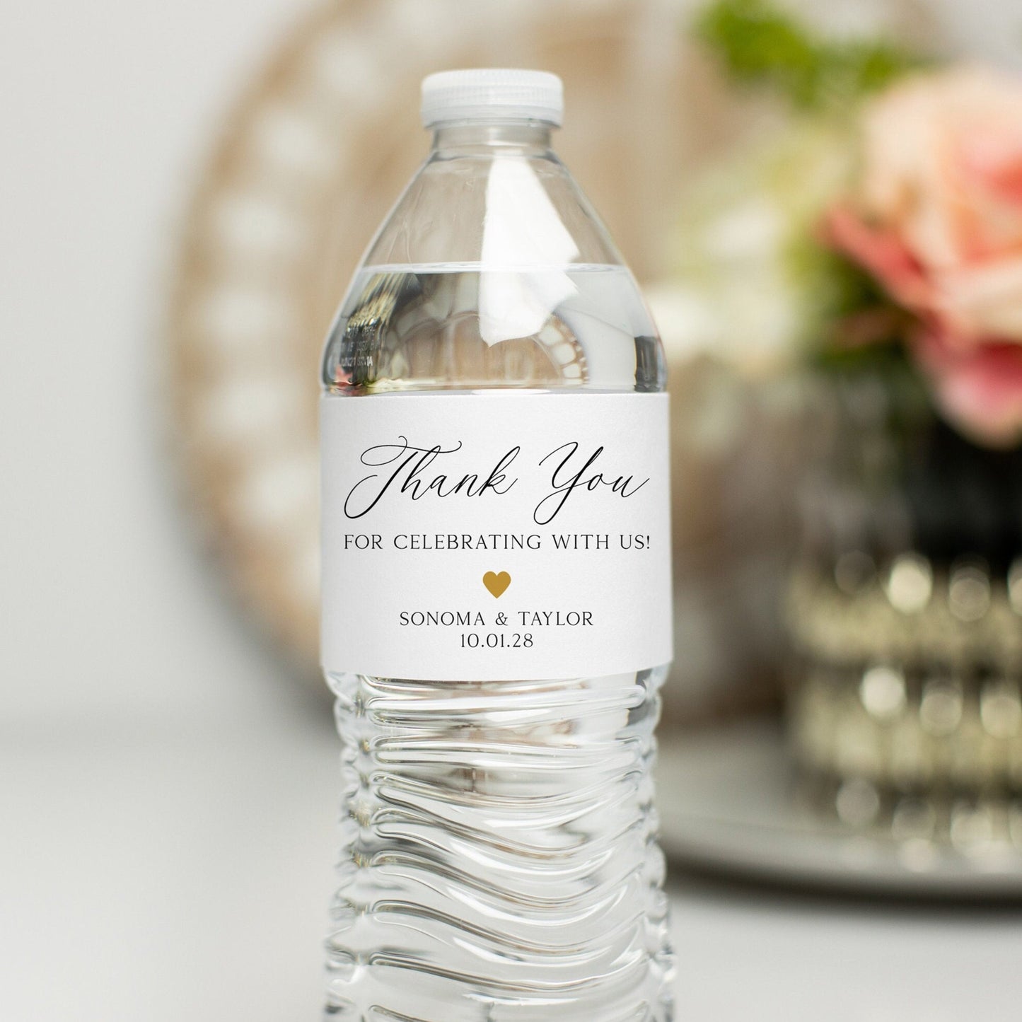 Wedding Water Bottle Label - Thank You Water Bottle Labels, Personalized Waterproof Label, Wedding Welcome Bags, Minimalist Wedding Sticker