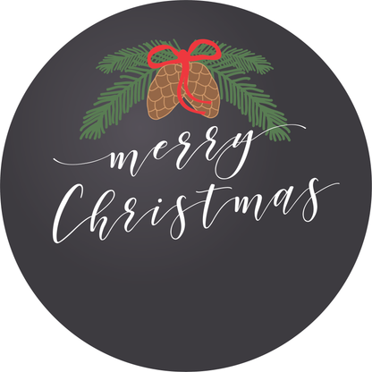 Chalkboard Pinecone Merry Christmas Gift Labels