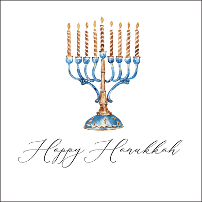 Hanukkah Gift Label - Watercolor Menorah
