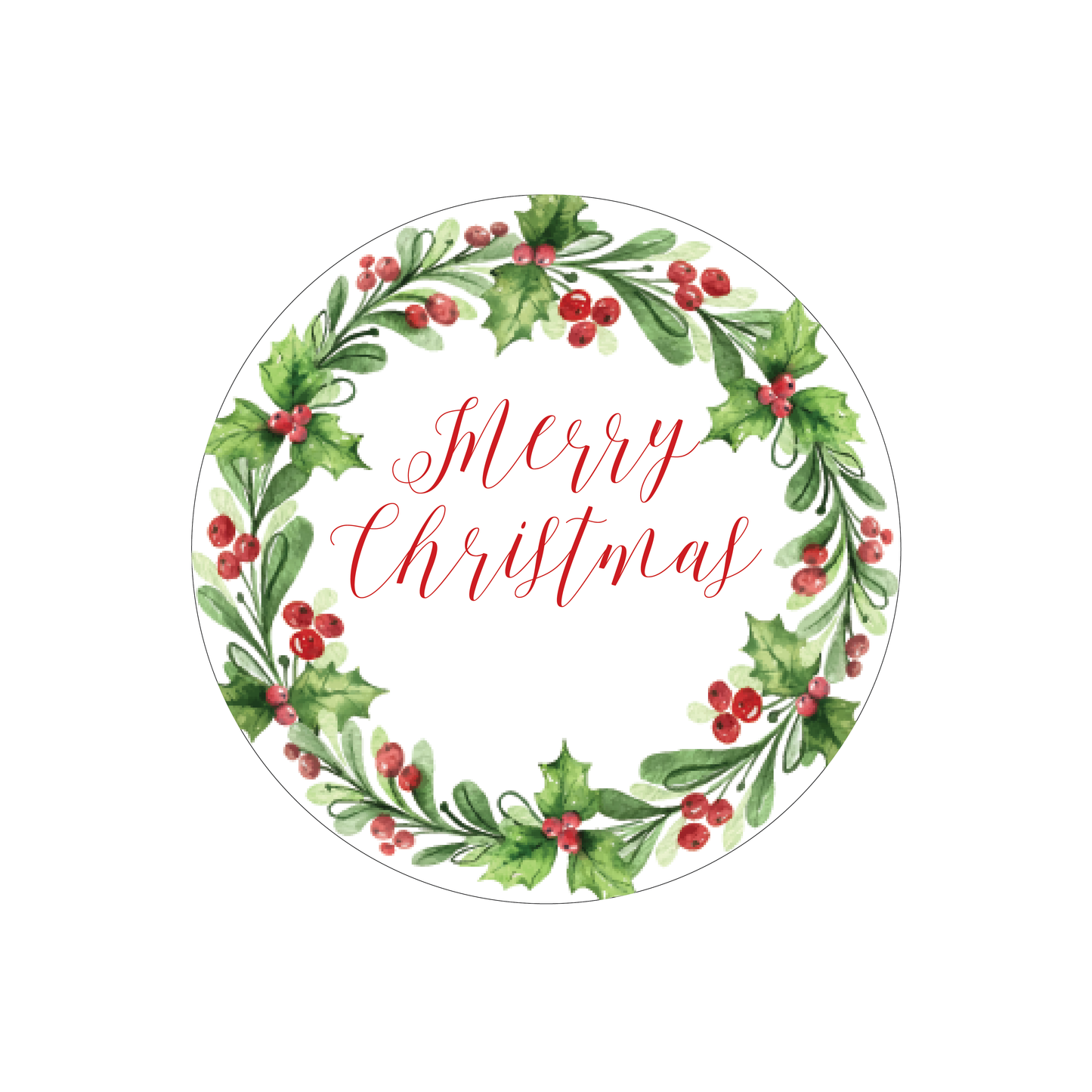 Watercolor Wreath Christmas Stickers