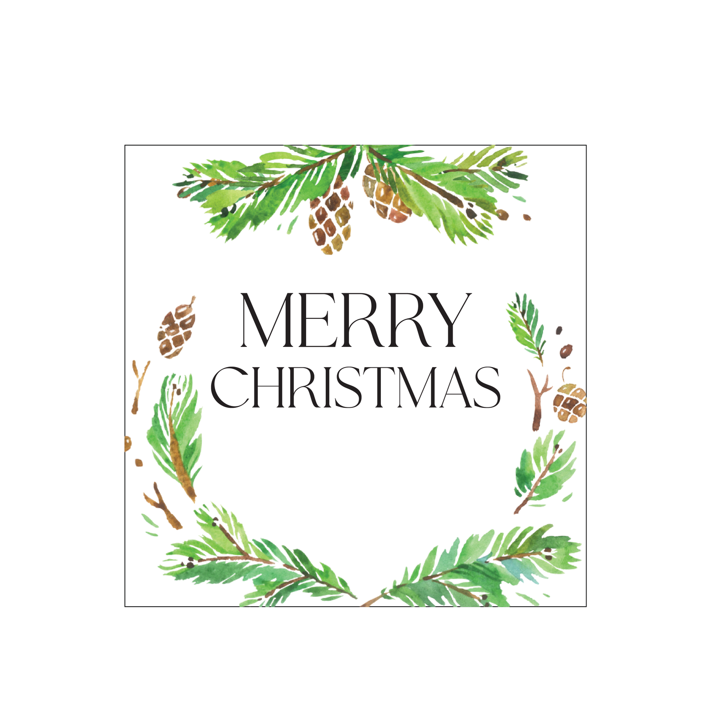 Watercolor Evergreen Christmas Gift Sticker
