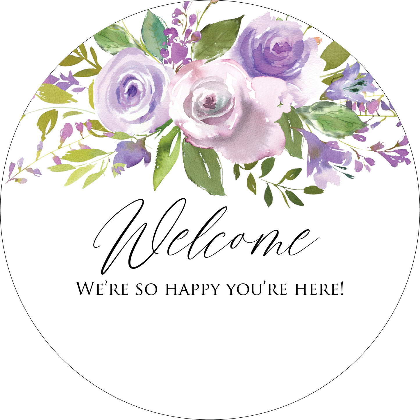 Wedding Welcome Stickers Purple Floral Lavender