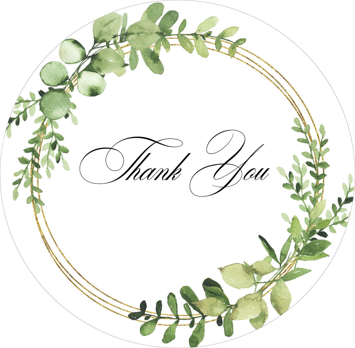 Thank You Sticker with Botanical Wreath