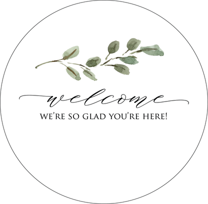 Wedding Welcome Stickers with Single Green Branch