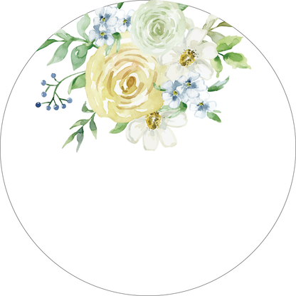 Favor Stickers with Pastel Yellow Roses