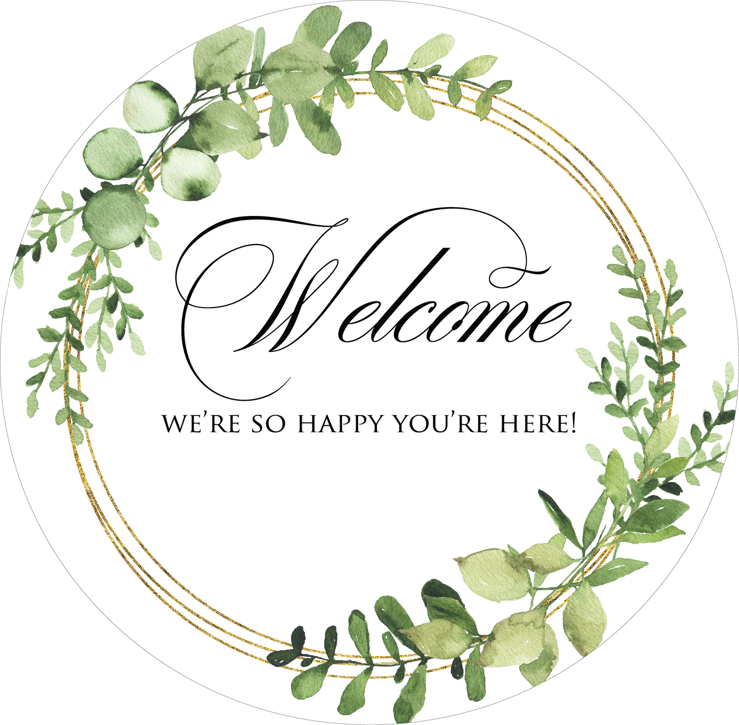 Wedding Welcome Stickers with Botanical Wreath
