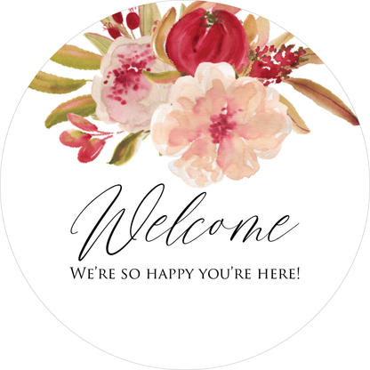 Wedding Welcome Stickers Copper and Rose Gold Floral Theme