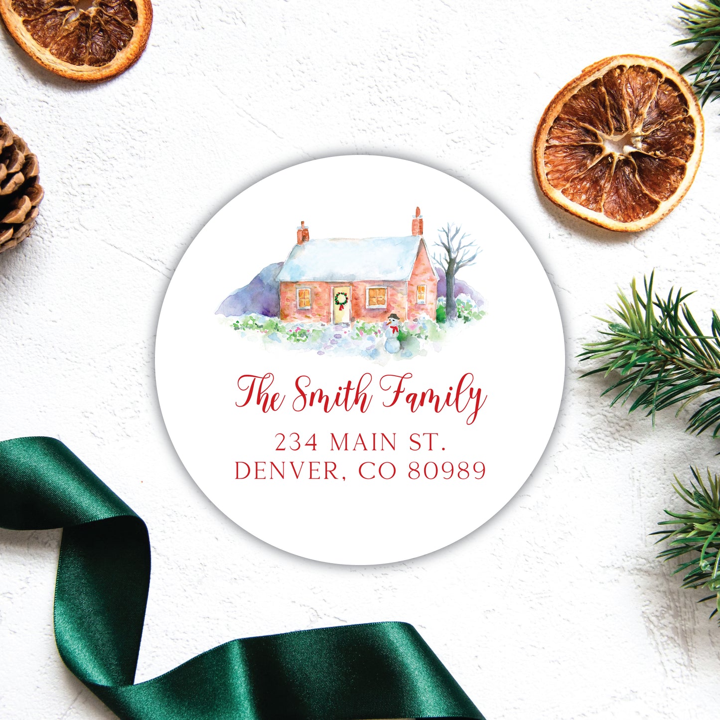 Christmas Cottage Return Address Label