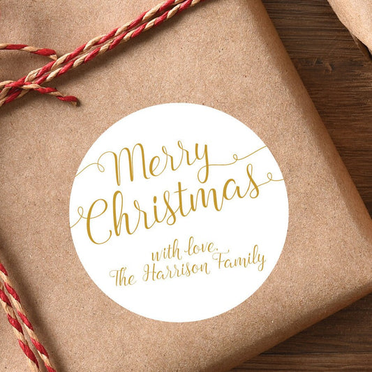 Christmas Gift Labels - Classic Gold Christmas Stickers Christmas Gift Tags Christmas Gift Stickers Personalized Gift Labels Holiday Label