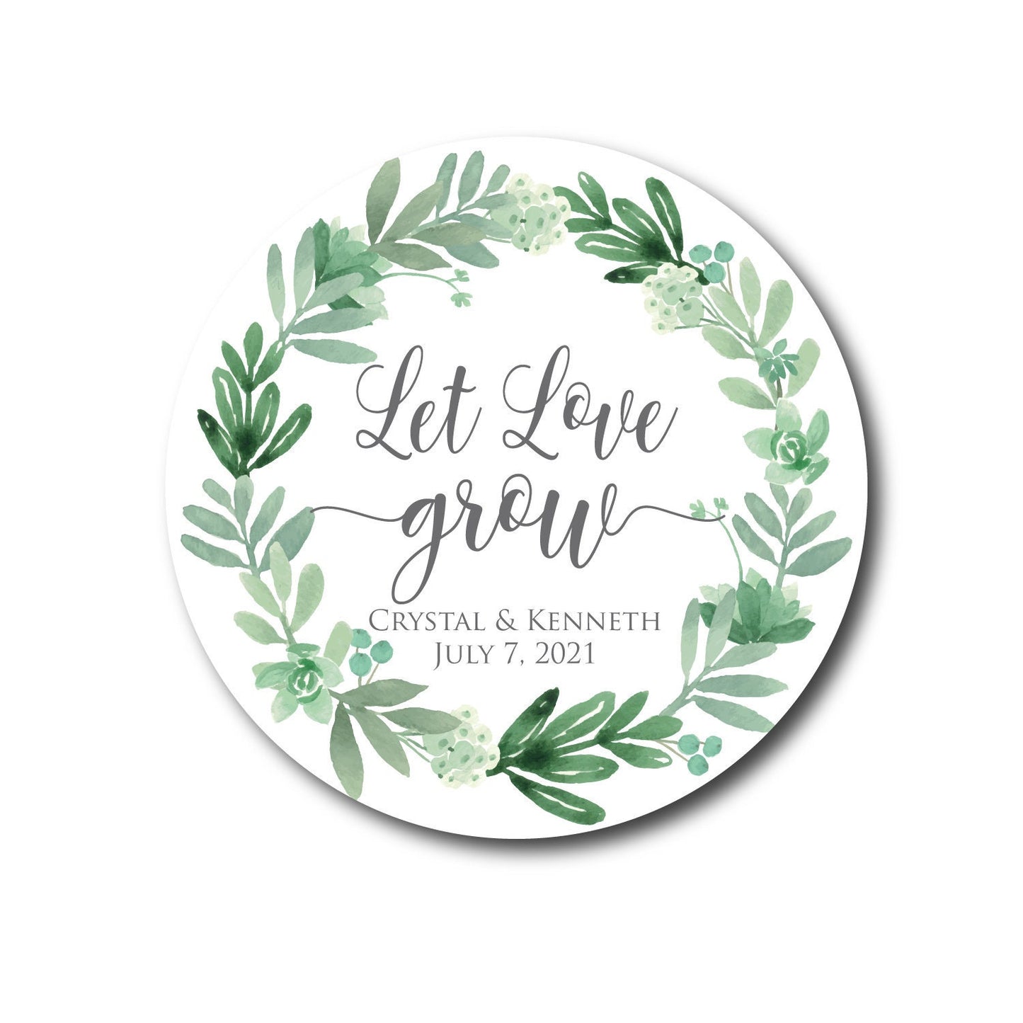 Let Love Grow Stickers Succulent Wedding Favors Wedding Stickers Wedding Labels Green Botanical Favor Tags Succulent Favor Stickers Wreath