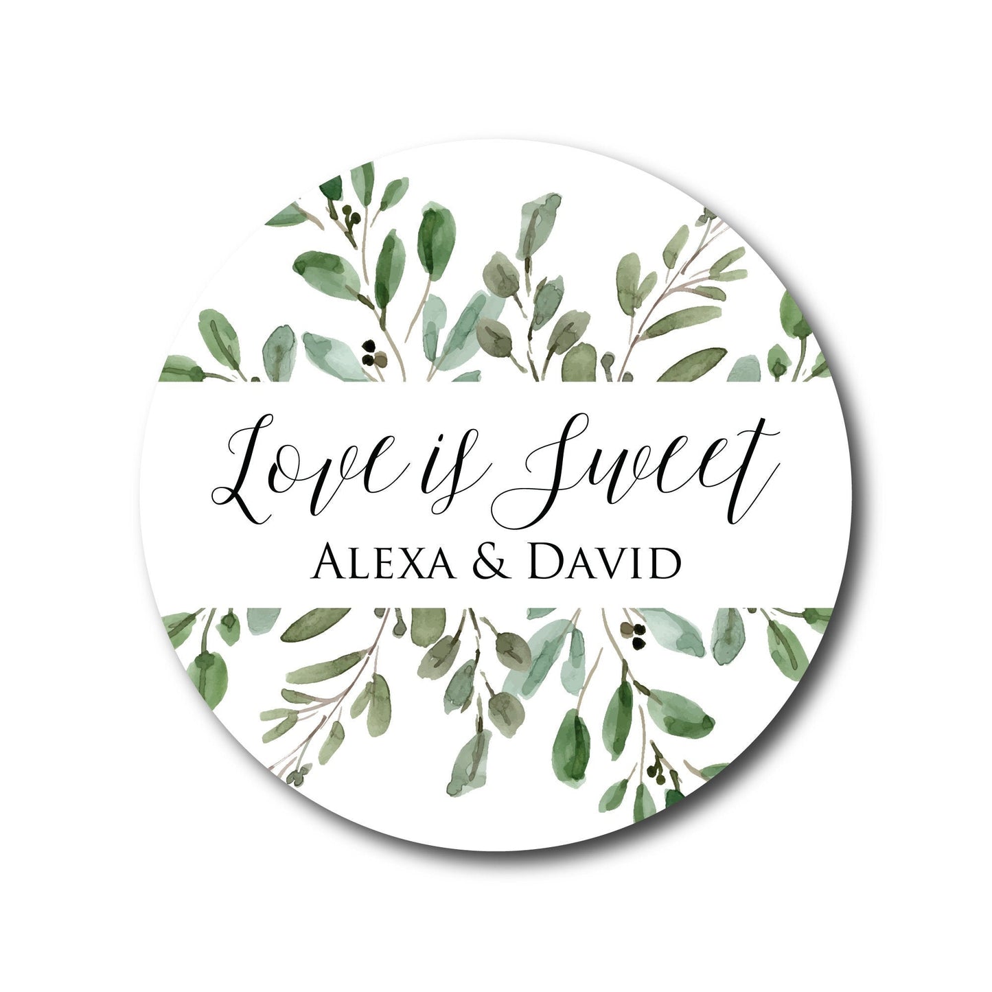 Love is Sweet Wedding Stickers for Favors Wedding Favor Stickers Thank You Stickers Greenery Botanical Wedding Favor Tags Olive Leaves