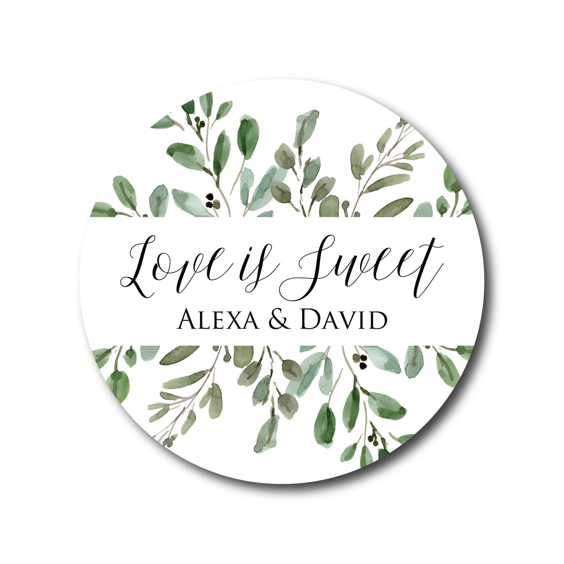 Love is Sweet Wedding Stickers for Favors Wedding Favor Stickers Thank You Stickers Greenery Botanical Wedding Favor Tags Olive Leaves