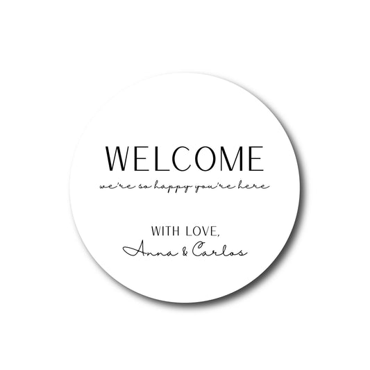 Wedding Welcome Stickers - Modern Minimalist Wedding Welcome Bag Label Welcome Box Label Hotel Gift Bag Welcome to our wedding