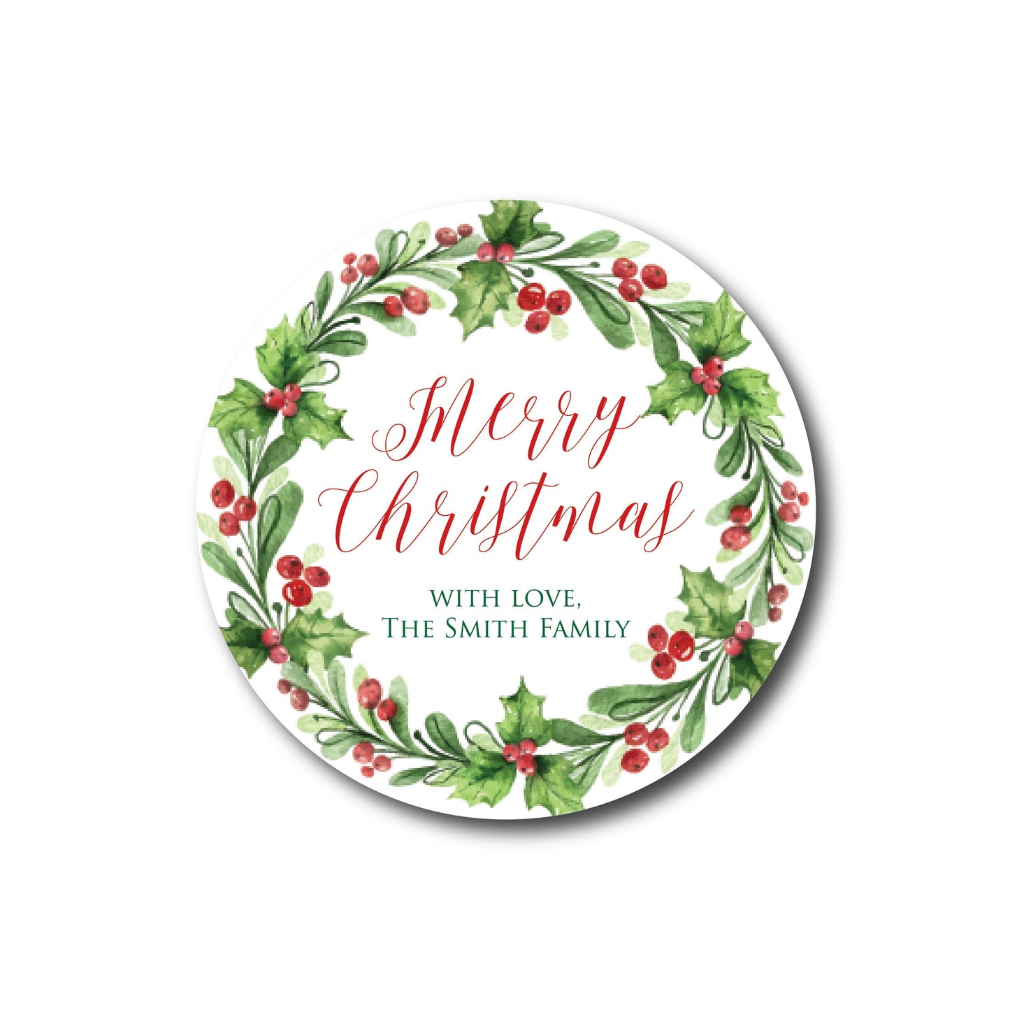Christmas Gift Labels - Watercolor Wreath Christmas Stickers Christmas Gift Sticker Personalized Gift Label Evergreen Gift Labels