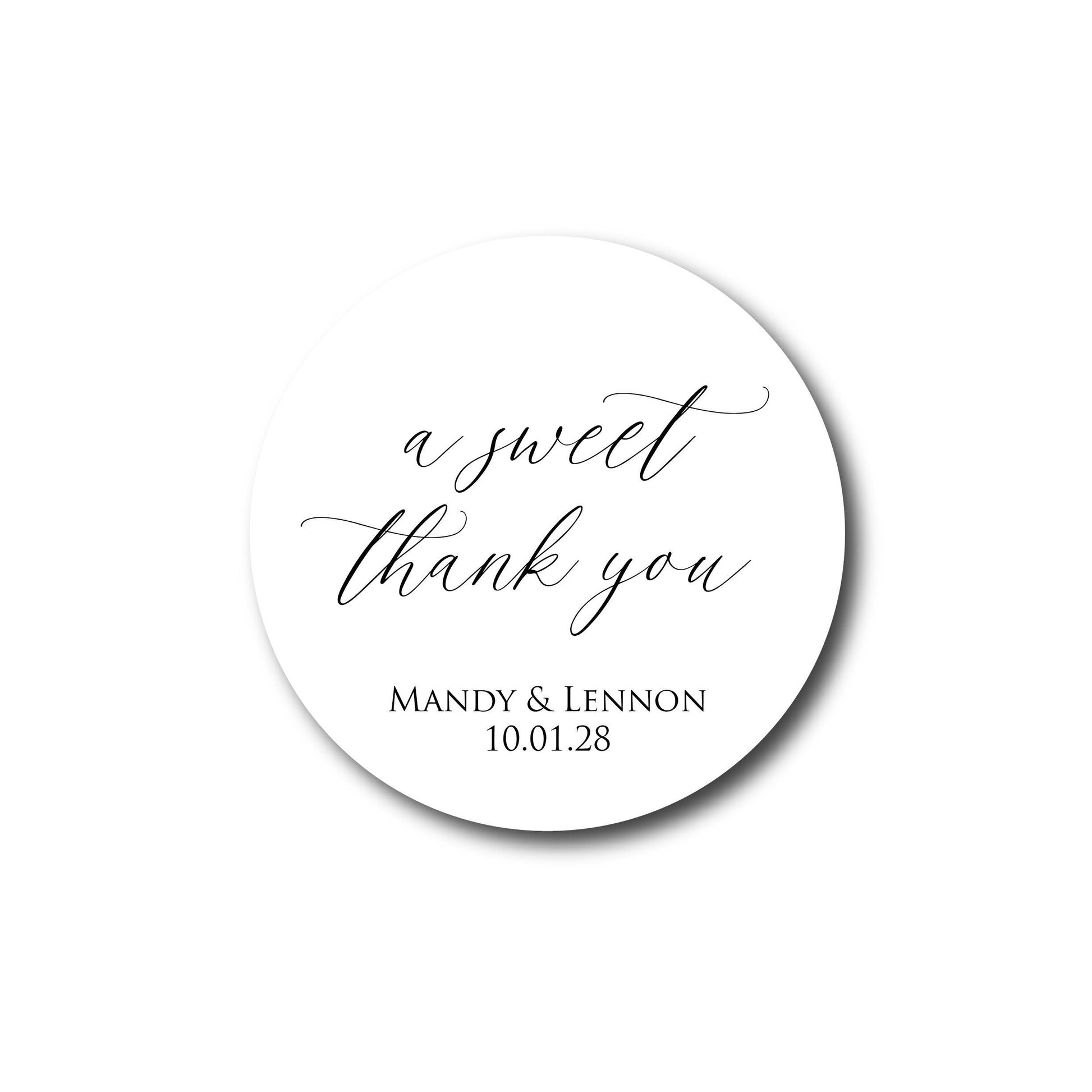 Wedding Stickers - A Sweet Thank You Personalized Wedding Favor Labels Minimalist Script Calligraphy Favors Wedding Labels Thank You Sticker