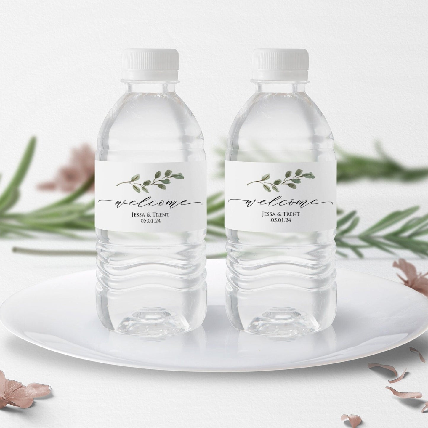 Water Bottle Labels - Welcome Wedding Labels Eucalyptus Greenery Welcome Labels Waterbottle Labels Custom Wedding Welcome Bag Stickers