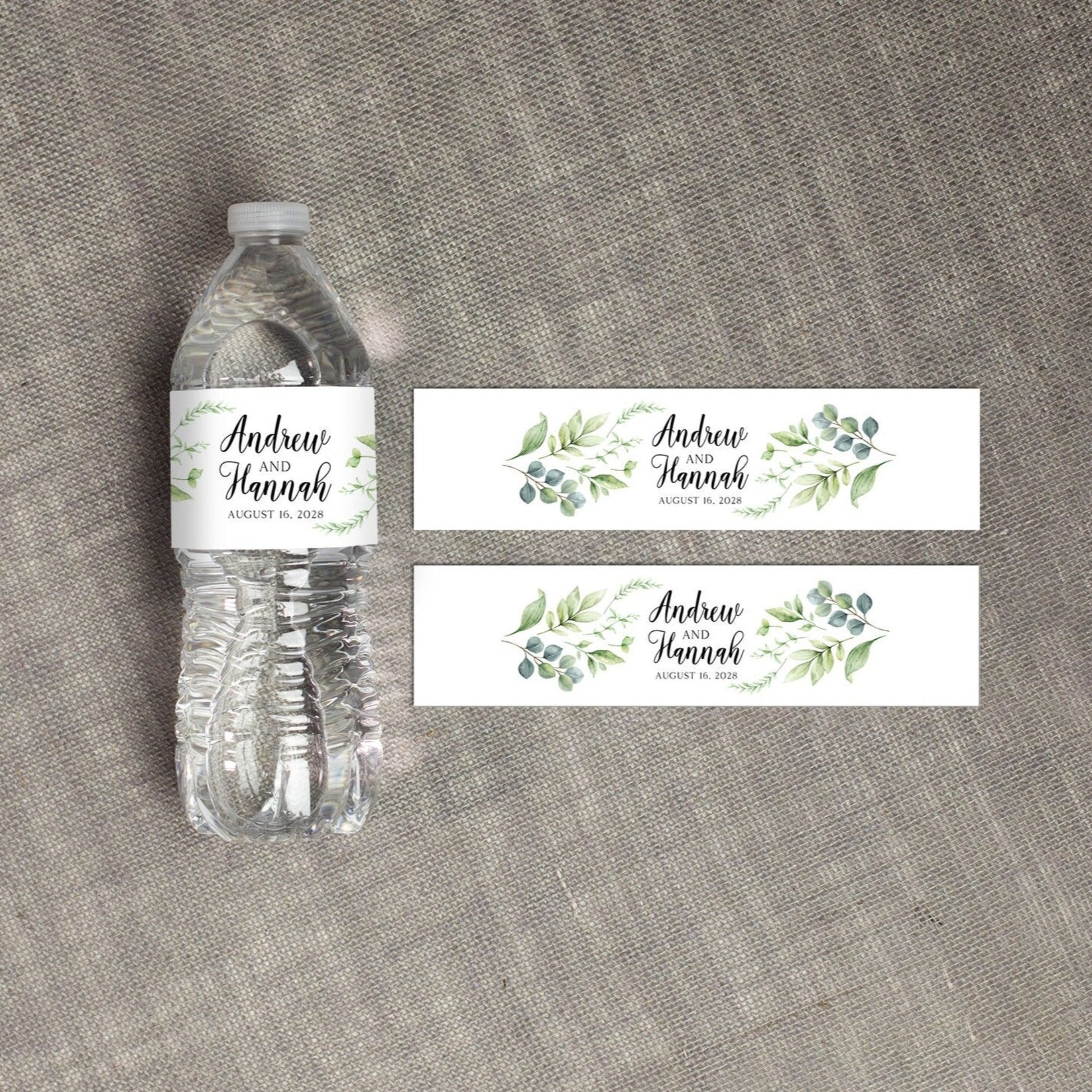 Wedding Water Bottle Label - Botanical Water Bottle Label, Waterproof Label, Eucalyptus Branch Greenery, Wedding Welcome Bag, Printed Label
