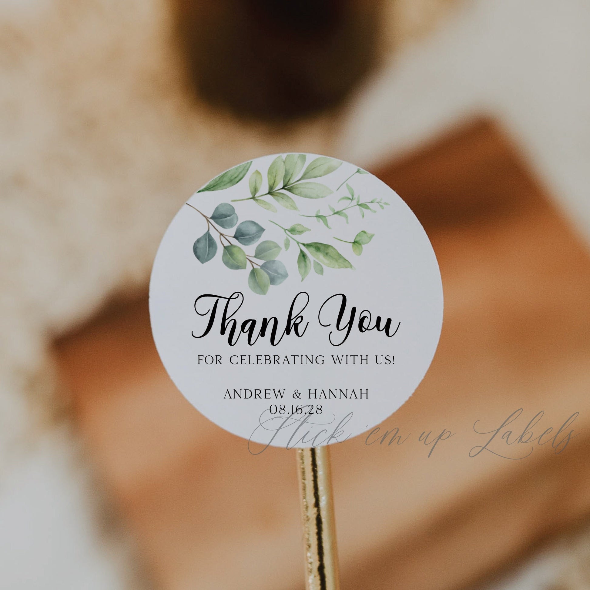 Wedding Thank You Stickers - Greenery Thank You Label, Wedding Favor Sticker, Botanical Wedding Sticker, Eucalyptus Wedding Sticker
