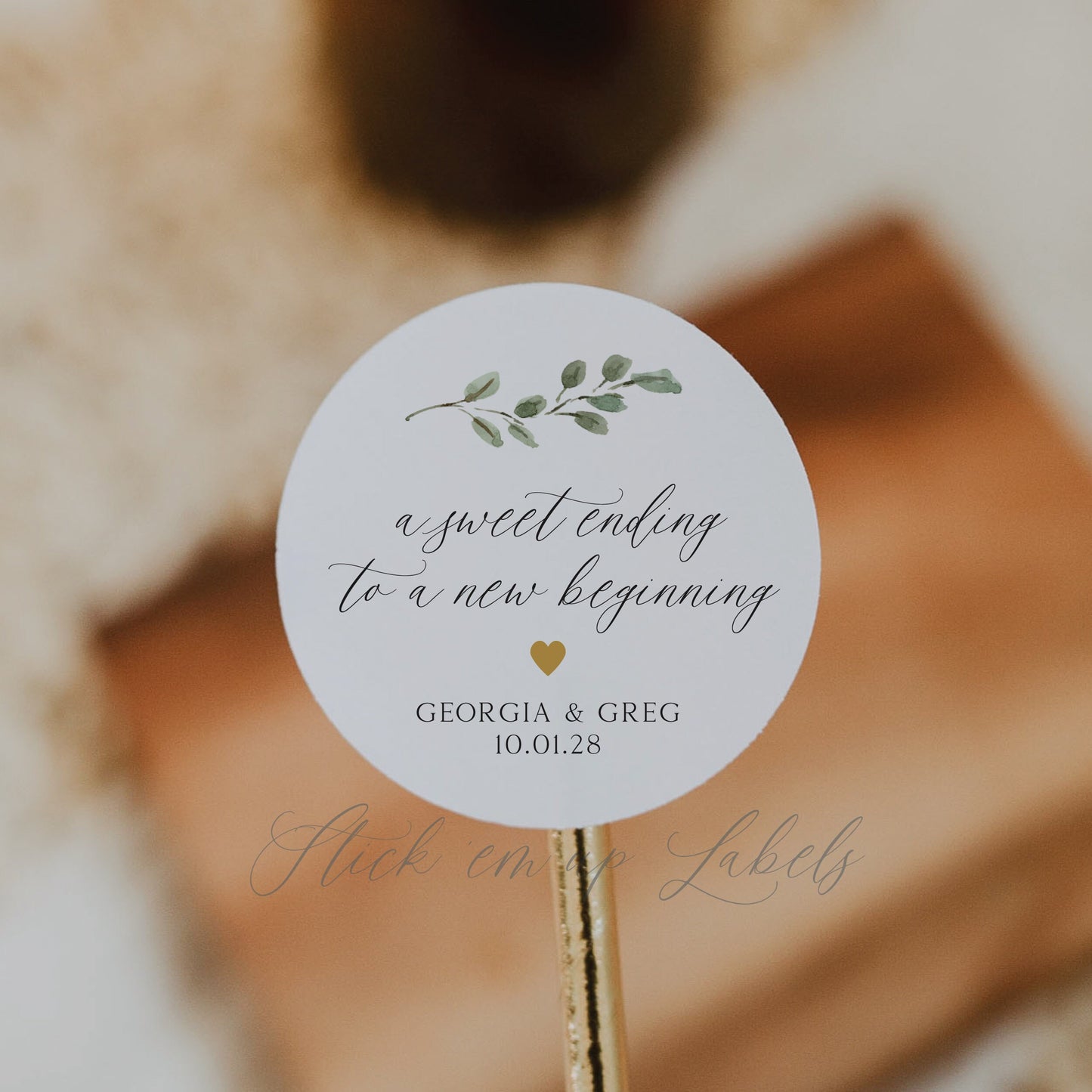 A Sweet Ending to a New Beginning Stickers - Greenery Wedding Sticker, Wedding Favor Sticker, Botanical Wedding Sticker, Thank You Stickers