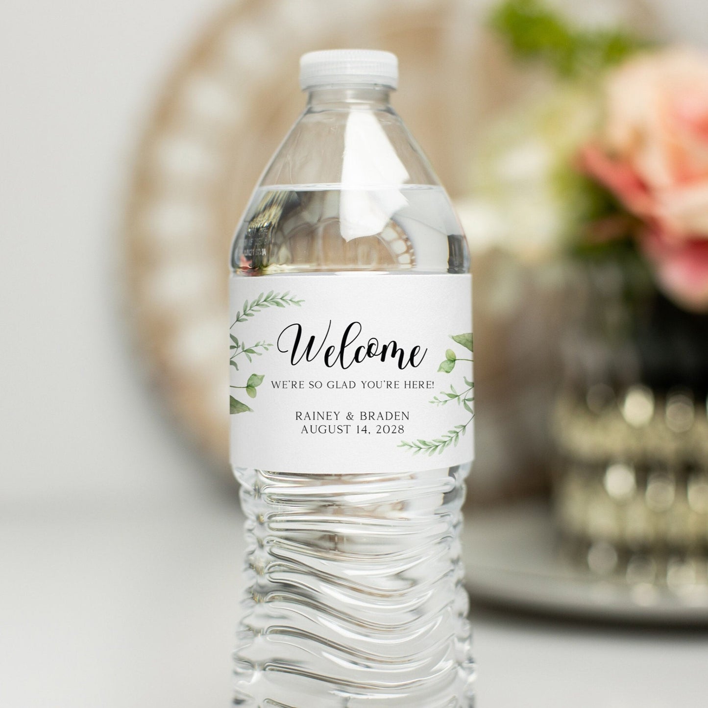Wedding Water Bottle Label - Welcome Water Bottle Label, Greenery Botanical Wedding Sticker, Eucalyptus Wedding Labels, Printed Water Bottle