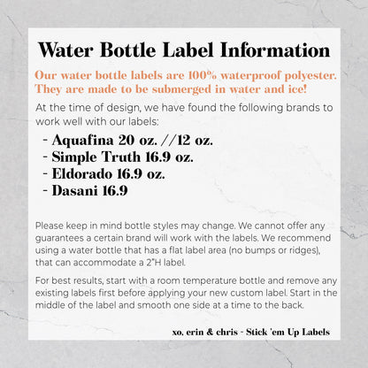 Water Bottle Label Wedding Water Bottle Label Waterbottle Label Personalized Waterproof Label Wedding Welcome Bags We're so glad you're here