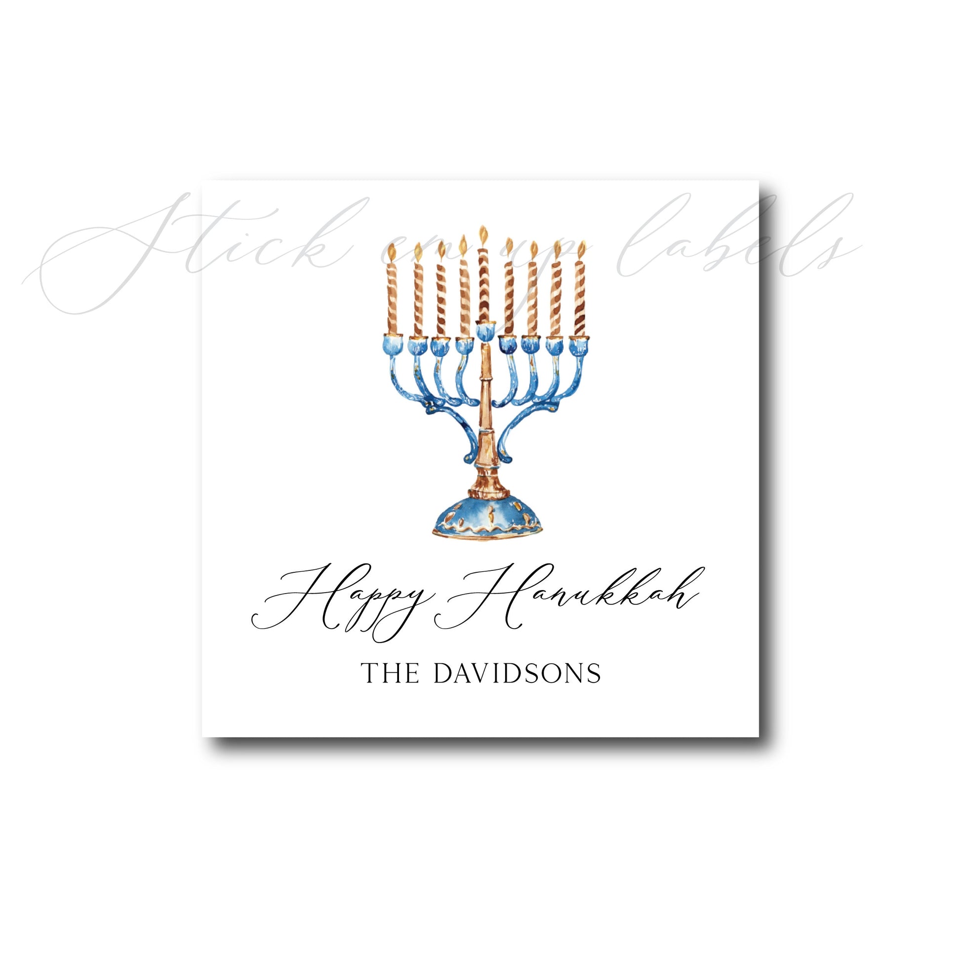 Hanukkah Gift Label - Hanukkah Sticker, Watercolor Menorah Label, Chanukah Gift Stickers, Happy Hanukkah Gift Label, Chanukah Gift Wrap