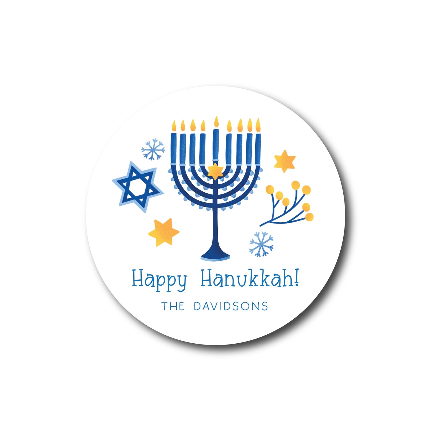 Hanukkah Stickers - Happy Hannukah Labels, Chanukah Stickers, Festive Hanukah Gift Wrap Supplies, Hanukah Party Favors, Personalized Sticker
