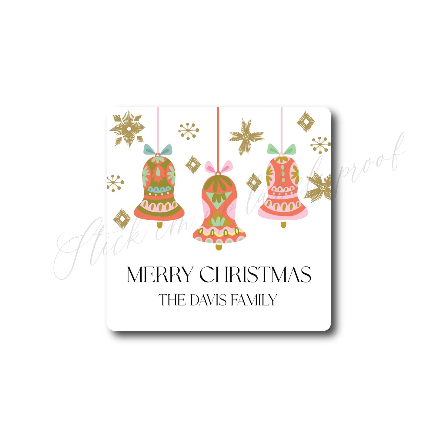 Christmas Stickers - Christmas Gift Labels, Retro Christmas Sticker, Vintage Christmas Gift Sticker, Retro Pink Christmas Ornament Artwork