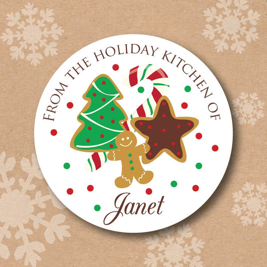 From the Holiday Kitchen of Baked Goods Labels Christmas Treats Stickers Baked with Love Label Sticker Gingerbread Cookie Candy Cane Sticker